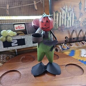 Industrial Style Pumpkin Man Candle Holder